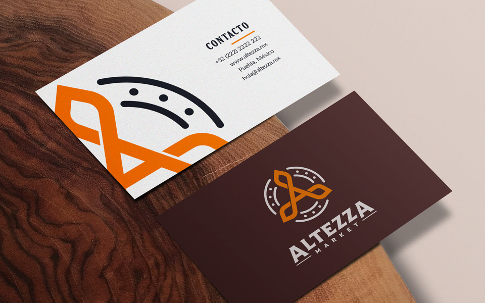 Altezza Market business cards design