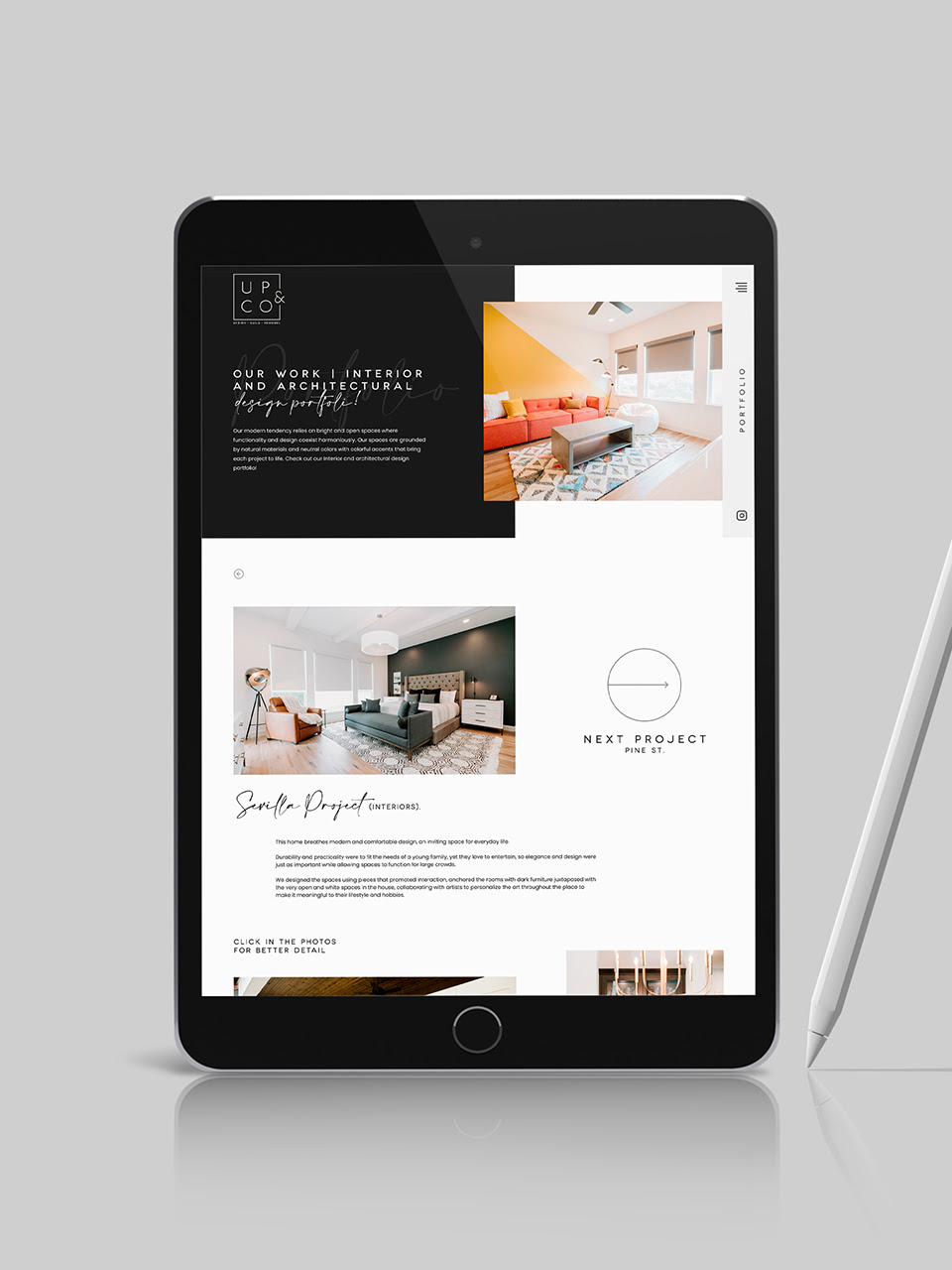 Tablet view for Up&Co project