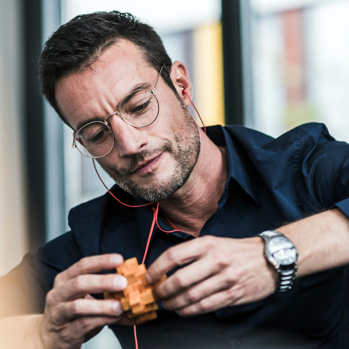 Man solving a puzzle